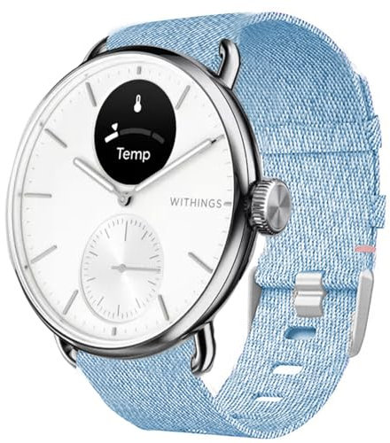 Blueshaweu 18mm und 20mm Armband Kompatibel für Withings Smartwatch, Nylon Strick Replacement Uhrenarmband für ScanWatch 2 38mm/ ScanWatch 2 42mm (18mm, blau)