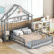MQLAE Kinderbett Hausbett 140x200 Bett mit Nachttischen und Geländer Rausfallschutz Bodenbett Bettgestell Flachbetten für Haus Kinder Jungen & Mädchen, ohne Matratze, Grau