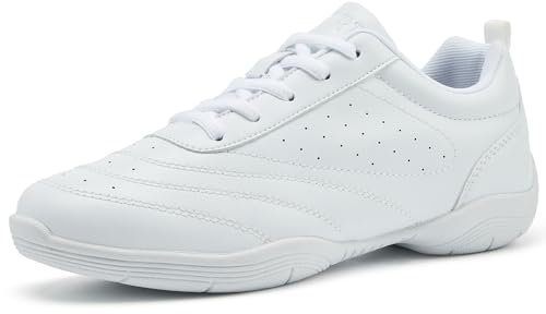 LANDHIKER Cheer Shoes Mädchen Weiß Tanzschuhe Jugend Cheerleading Sport Training Athletic Bequeme Schuhe Flats Mädchen, 2327_white, 38 EU