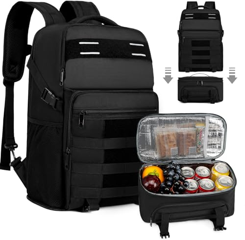 RUCYEN Mochila de almuerzo, mochila térmica aislada, lonchera extraíble para hombres y mujeres, mochila para laptop con bloqueo RFID de 15.6 pulgadas con puerto USB, bolsa de almuerzo para el trabajo,