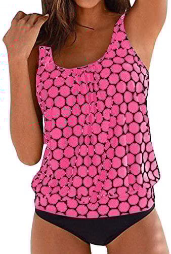 Tankini Damen Bauchweg Badeanzug Große Größen Bademode Set Push Up Tankini Oberteil mit Badeshorts Zweiteiliger Badeanzüge Sommer Strandmode Swimsuit Strand Schwimmanzug Tankini für Mollige