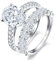 Yaresul Silber Ringe 925 Frauen 4.6 Karat Oval Bridal Ring Set 925 Sterling Silber Ring Damen Silber Ringe Set Sterling Silber Verlobungsringe für Frauen Größe 62(19.7)