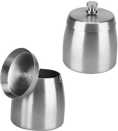 FAAING 2 Stück Aschenbecher mit Deckel, Edelstahl Aschenbecher Outdoor, Metall Windaschenbecher Balkon Aschenbecher für Draussen, Aschenbecher Tischaschenbecher Klein