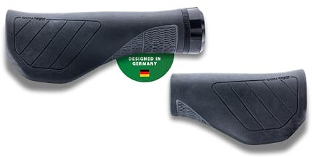 CONTEC Fahrrad-Griff Merge Trekking Ergo, 96/140 mm, D3-Dreikomponenten, Gummi, Stoßdämpfung, Ergonomische Passform, wetterbeständig, Schwarz, Paar