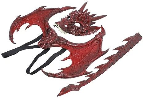 KOMBIUDA 1 Satz Drachenmaskenflügel Drachenkopf Kostüm Drachenmaske halloween costume halloween kleidung Kostümset Party-Requisite Karnevals-Drachen-Cosplay-Kostüm Gummischaum rot