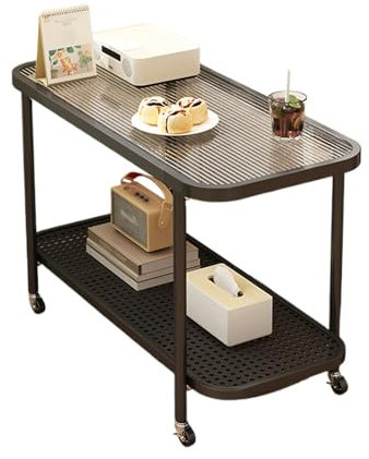 Table Basse Verre Rectangulaire, Petite Table Basse, Verre Trempé Facile a Déplacer Bonne Capacité de Charge, pour Salon, Chambre, Appartement(Black,60 * 40CM)