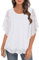Syphiby Womens Blouses Ruffle 3/4 Sleeve Mesh Ladies Tops Chiffon Double-Layered Tunic Tops Loose Flowy Shirts White