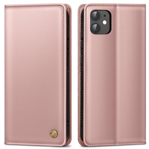 AIMOYU Handyhülle für iPhone 11 Hülle,Premium Lederhülle Schutzhülle Tasche für iPhone 11 Hülle Wallet Kartenfach Standfunktion Klappbar Flip Case für iPhone 11 Hülle,Rosa
