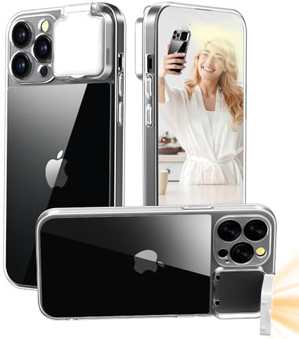 ZFMF Selfie Light for iPhone 16 Pro Max Case with LED Built-in Light-Up Fill Light Rechargeable for TIK Tok/Stream/Makeup/Live/Video- Selfie (2 Models, 3 Level Brightness) Crystal Clear