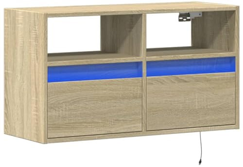 vidaXL TV Wandschrank, TV Schrank Lowboard mit LED-Beleuchtung, Hängeschrank Fernsehschrank für Wohnzimmer, Fernsehtisch TV Board Hängend, Sonoma-Eiche