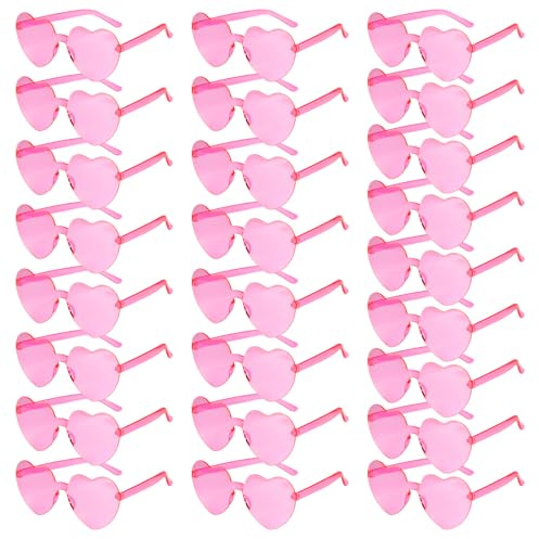PLULON Herz-Sonnenbrillen für Damen, 5/12/25 Stück, herzförmige Brillen, randlos, in Bonbonfarben, lustige Party-Accessoires, Valentinstag