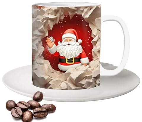Tazza natalizia di Babbo Natale - Tazza natalizia in ceramica, divertenti bicchieri natalizi | Tazza da tè in porcellana da 350 ml Tazza da Babbo Natale per caffè, tè, cioccolata calda, Natale