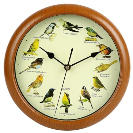 perfk Singende Vogel-Wanduhr, Vogeluhr mit Sound-Dekor, kreative Hängeuhr, dekorative Wanduhr für Büro, Schlafzimmer, Zuhause