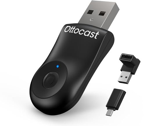 OTTOCAST Mini 2025 Upgraded Wireless Carplay Adapter for iPhone, Android Auto 2-in-1, Plug & Play, Convert Wired to Wireless Car Play Dongle to USB& USB-C, Black