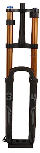 plplaaoo Mountain Bike Suspension Front Fork 29 Inch Aluminum Alloy Double Shoulder Shock Absorber Front Fork Tapered Steerer Manual Lockout Golden for Off Road Riding