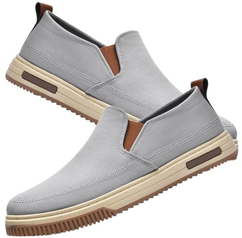 AEHO Scarpa Uomo per Fascite Plantare Scarpe Slip on Pianta Larga Sneaker Casual Senza Lacci Sneakers da Passeggio Ortopediche comode,Grigio,42 EU