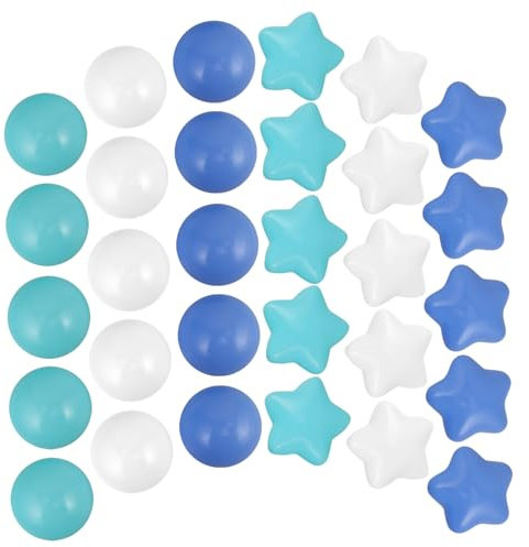 SOPOTUTU 100 Pièces Boules océaniques colorées Boules Bleues pour Piscine à balles Boules océaniques Rondes Jouer aux stylos-Billes Petite Fosse à balles Boules en Forme d'étoile Plastique