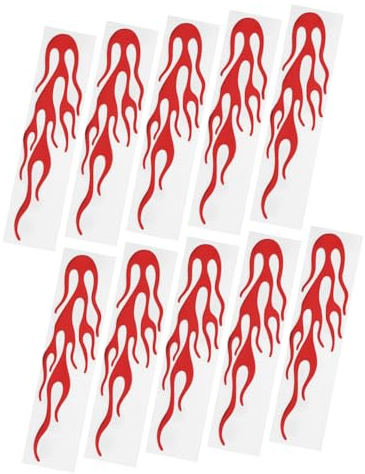 ARTSEWPLY 10 Stück Teiliges Motorrad Flammen Aufkleber PVC Rote Flame Decals Hitze Lichtbeständig Dekorativ für Tank Auto Fahrzeug Selbstklebend Langlebig und Auffällig