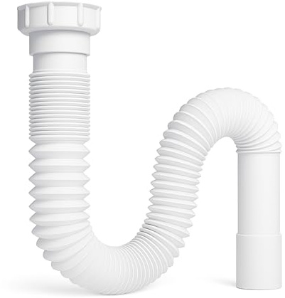 Siphon Waschbecken Universal 32/40 mm – Raumsparsiphon Waschtisch verstellbar und ausziehbar – Siphon Küchenspüle & Syphon Küche Spülbecken – Syphon Waschbecken Bad mit Adapter 1-1/4 und 1-1/2