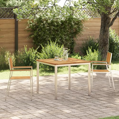 IBUQDDV 3-teiliges Garten Esszimmer Set aus Massivholz Akazie mit rechteckigem Tisch und Zwei Stühlen für Balkon und Terrasse, wetterfest und pflegeleicht mit Stabiler Konstruktion