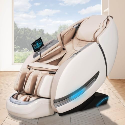 AMBINESS Massagesessel Relaxsessel YUNA | 60 Massageprogramme | deutsche Bediensprache | Zero Gravity-Funktion | 3D-Massagetechnologie Ganzkörpermassage + Wärmefunktion | Vitalwertmessung | Weiß