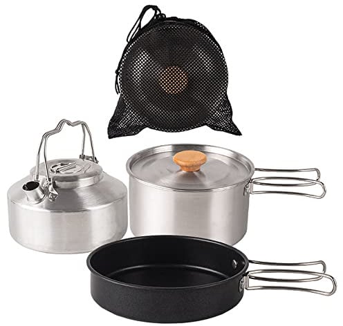 Juego de cocina de acero inoxidable para camping, cacerolas y hervidores, kit de viaje, montañismo, picnic, barbacoa, utensilios de cocina, utensilios de cocina para camping