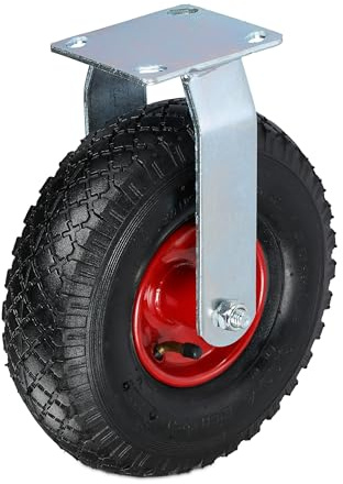 Relaxdays Bockrolle, 3.00-4, Traglast 120 kg, Gummi, Stahlplatte, luftbereift, Schwerlastrad, Gummirolle, Farbwahl