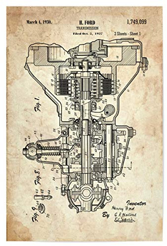 artboxONE Poster 30x20 cm Automobile Auto Getriebe Patent (Antik) - Bild Retro Automobil Fahren