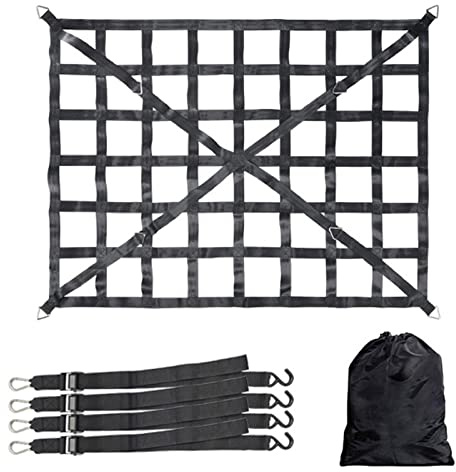 Filet de transport pour remorque - Filet de transport extensible et résistant - Avec 4 sangles fixes, sac de rangement pour accessoires extérieurs de voiture