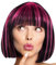 Bob Perücke Wig Cabaret Pagenkopf Pagen Charleston Perücken für Karneval/Fasching & Motto Party - 18 FARBEN (Schwarz mit pinken Strähnen)