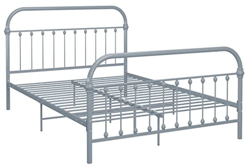 vidaXL Bettgestell Klassisch Metallbett Bett Doppelbett Schlafzimmerbett Bettrahmen Lattenrost Ehebett Schlafzimmermöbel Grau Metall 140x200cm