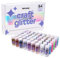 Hemway Craft Glitter Tube Box (54 Pack) | Extra Fine Metallic Flakes Shaker Set for Resin & Epoxy Crafts | Assorted Colour Craft Supplies for Festival, Hair, Face, Body, Eye & Nail Art