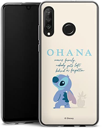 Silikon Hülle kompatibel mit Huawei P30 Lite New Edition Case transparent Handyhülle Lilo & Stitch Offizielles Lizenzprodukt Disney