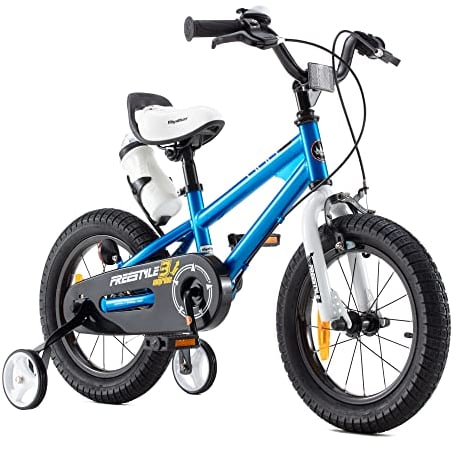 RoyalBaby Kinderfahrrad Mädchen Junge Freestyle BMX Fahrrad Kids Kinderfahrrad 14 Zoll Blau