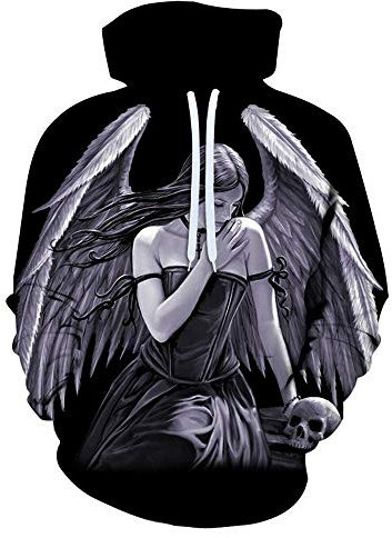 Hoodies Kapuzenjacke 3D Druck Hoodie Unisex Sweatshirt Kapuzenpullover Langarm Mit Taschen Verderbter Engel A4394,XXL