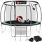 Hop-Sport Trampolin Outdoor - Ø 366 cm - Safety Gartentrampolin Set mit innovativen, gebogenen Netzstangen, Sicherheitsnetz, Leiter und vielen Extras – INTERTEK Zertifizierung, schwarz-grün