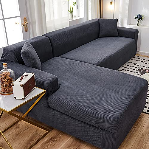 WUWEI Couchbezug L Form 1/2/3/4 Sitzer,Elastische L-Form Sofa Abdeckung Sofahusse Sofabezug Sofaüberwürfe,Couchbezug Ecksofa Überzug,Ecksofa Bezug,Sofa Lehnenschutz Cover