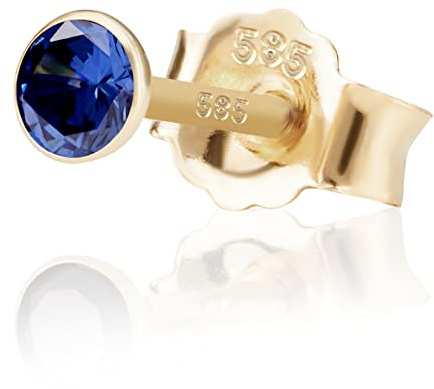 NKlaus Einzel 3,5mm 585 Gelb Gold 14 K Ohrstecker Drittohrstecker, Ersatzohrstecker Einzelohrstecker Zirkon Amethyst Butterfly Verschluss Damen Mädchen