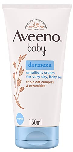 Aveeno Baby Dermexa Emollient Cream for Dry & Itchy Skin (1x 150ml) | Formulated with Prebiotic Oat & Ceramides for Sensitive Baby Skin, Baby Lotion for Skin That May Also Be Prone to Eczema