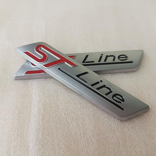 Yuzhao 2 Stück Heckklappe ST-Line Logo Aufkleber Emblem Dekoration Aufkleber 8,6 x 1,6 cm für Clio For Focus For Tiguan For Golf For T-Roc For Sandero For Mondeo For Kuga