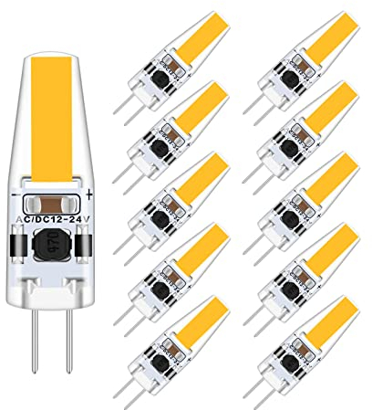 WYAANCCW G4 Led Warmweiss, 3W Bulbs Dimmbar,Replaces 20W Halogen Bulbs,AC/DC 12-24V LED Lampen,AC 12V G4 Led Stiftsocked,10er Pack