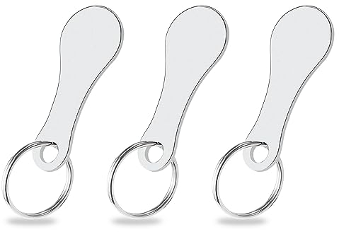 Yoosso 3 Stücke Einkaufswagenlöser Edelstahl, Abziehbarer Einkaufswagenchip Einkaufswagen Schlüsselanhänger mit 3 Stücke Karabiner Einkaufschip Werkzeug für Einkaufswagen