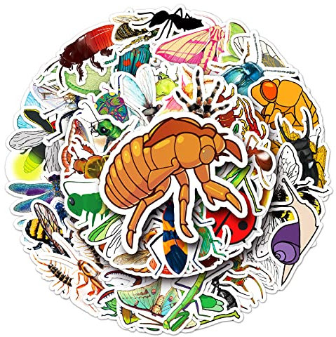 50 Stück Insektenaufkleber Laptop Auto Scrapbook Telefon Skateboard Koffer Gepäck Fahrrad Käfer Aufkleber Vinyl Wasserdicht Ästhetisch Personalisierte Aufkleber für Teenager Jungen Mädchen Erwachsene