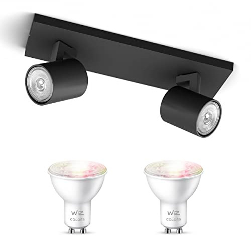 Philips myLiving Runner Einbaustrahler - Schwarz - 2 flammige Spots - Spots Oberfläche - Inkl. WiZ Gu10 Farbiges Licht