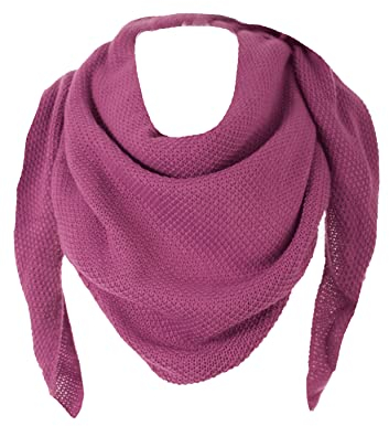FASHION YOU WANT Damen XXL Strick Dreieck Schal mit Reiskorn Strickmuster in Unifarben, Schal, Leichtes Tuch (lila)