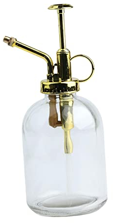 JISADER Transparente Glas-Bewässerungssprühflasche, Pflanzensprüher mit Pumpe, kleine Glas-Gießkanne für Topfpflanzen im Innenbereich, Gartenpflanzen im, Gold