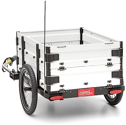 ROLAND Fahrradanhänger Carrie M.e, inkl. Doppelbordwand, Handwagen, für Lasten, E-Bike, mit Deichsel, Kupplung, Aluminium