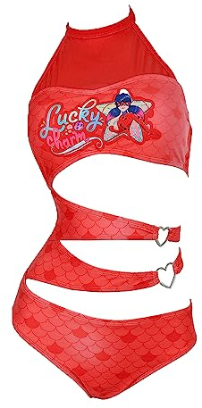 Miraculous Damen Badeanzug Ladybug Strand High Neck One Piece Badeanzug Badeanzug, Rot/Ausflug, einfarbig (Getaway Solids), XL