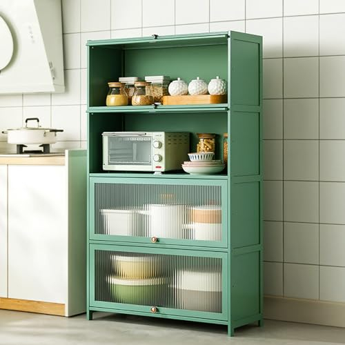 JSDMBD Aparador Cocina, Armario Alacena de Cocina, Armario Cocina, Mueble Auxiliar de Cocina, Almacenaje,Cocina, Vitrinas para Salon, Alacena de Cocina Aparador, Moderno Armario de Pie Verde