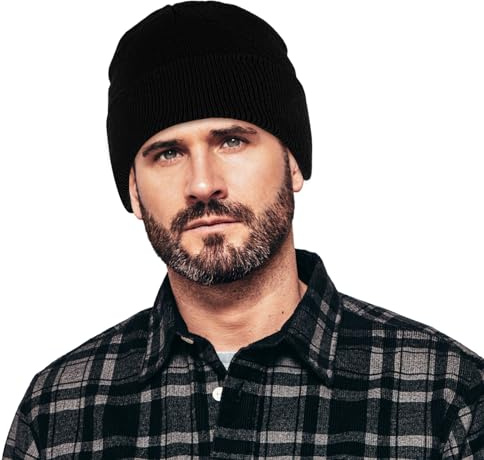 COMNICO 1 Stuck Strickmütze, Wintermütze Unisex Reine Baumwolle Winddicht Beanie-Mütze Totenkopf-Mütze Warme Gemütliche Mütze Kompressionskappe für Männer und Frauen (Schwarz)
